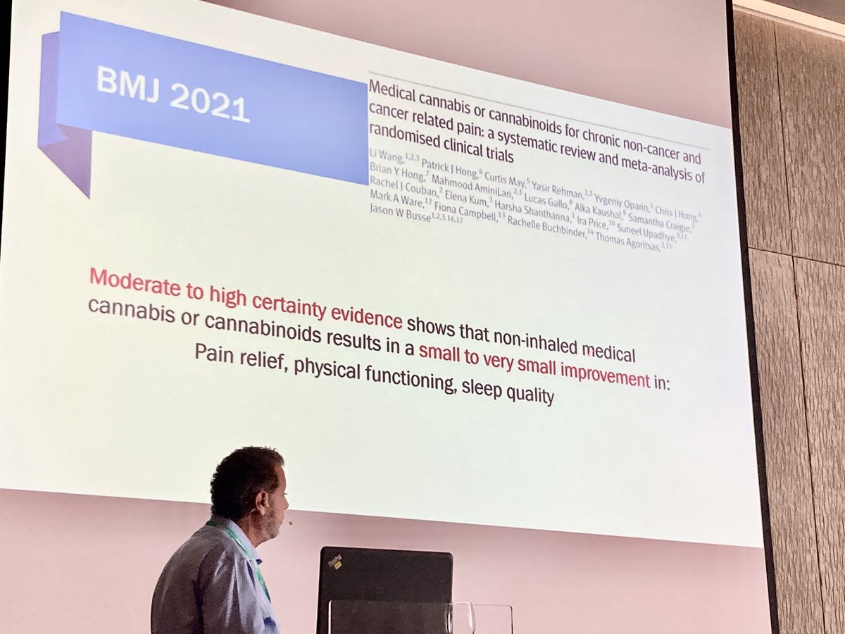 Swisstrauma's tweet photo. Excellent overview on medical cannabis by @NarouzeMD 
“High evidence for very little effect” @ESRA_Society #Esrasunny2022 https://t.co/JWca9rkXIE