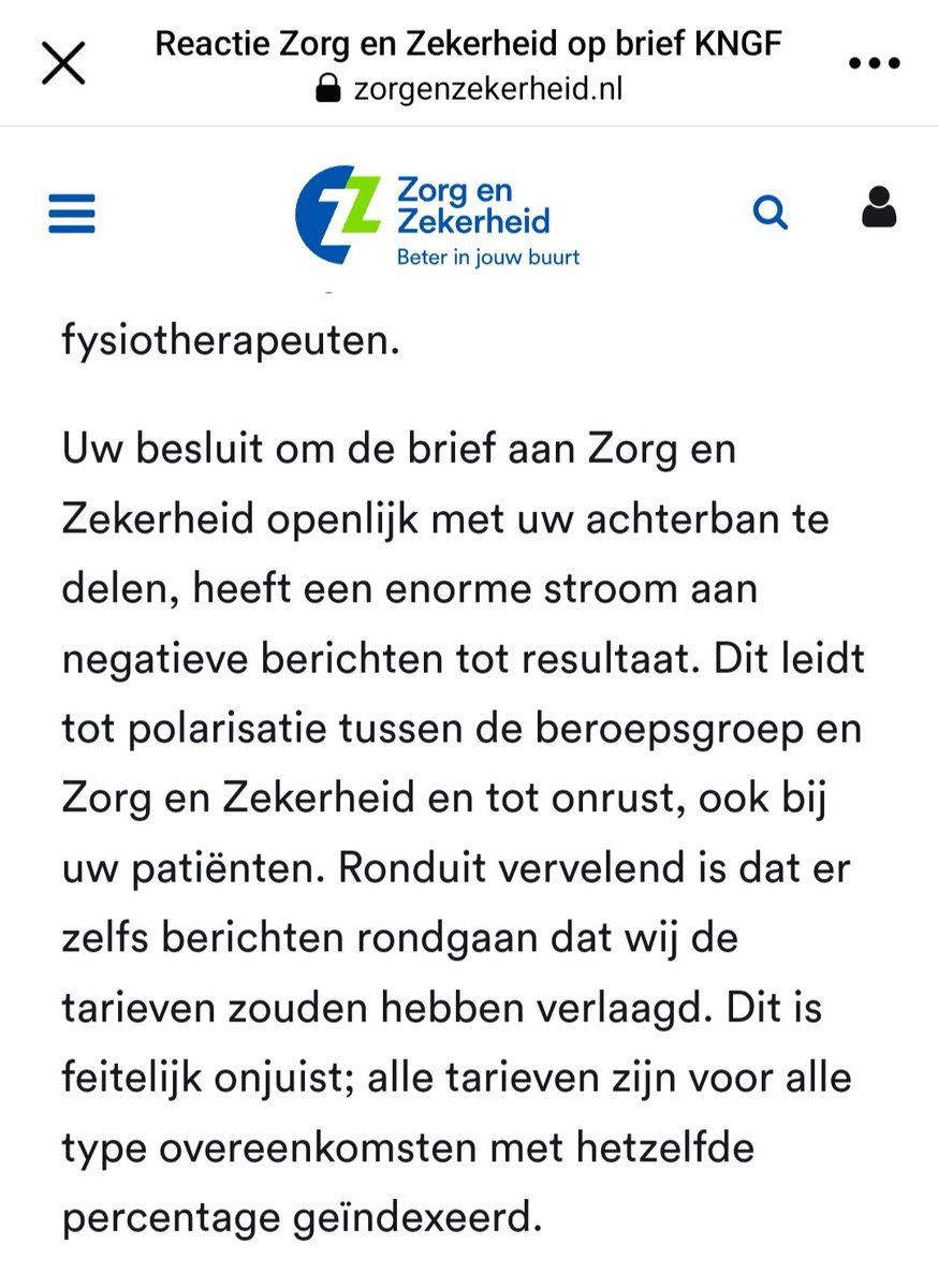 frankvandeheuve's tweet photo. Beste @zorgenzekerheid, er is geen onrust in de #fysiotherapie. Er is onrust binnen uw bedrijf, omdat fysiotherapeuten onder deze voorwaarden geen contracten willen afsluiten.
Daarmee komt uw #AV en uw bedrijfsvoering onder druk...

#vettepech
#marktwerking https://t.co/DtWXpzmwtu