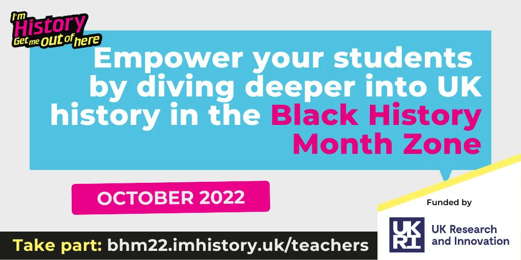 ImHistory_Team's tweet photo. Support your students to revisit British history this #BlackHistoryMonth.

Connect with historians and researchers through live text Chats, and learn more about lesser-known Black Britons.

Take part: https://t.co/91K3xp65Af https://t.co/T0GhC6cxRT