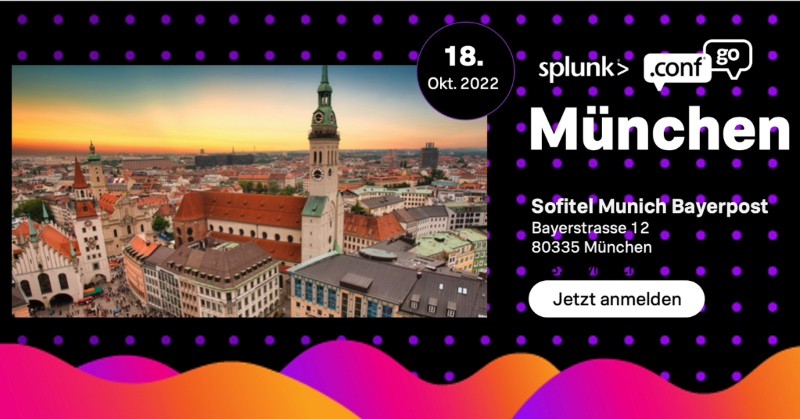 SplunkDE's tweet photo. Am 18. OKTOBER kommt .conf Go nach München und bringt euch das Beste von der #splunkconf22. Splunk-Kunden und -Experten teilen Best Practices und wertvolles Wissen rund um #Security, IT und #Observability. Jetzt kostenlos anmelden!