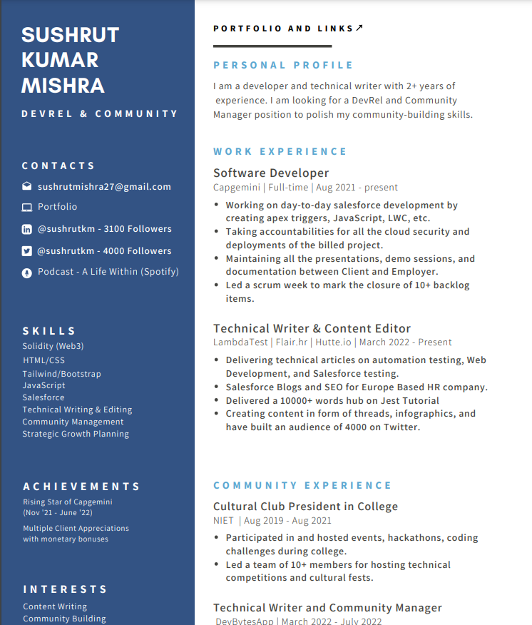 SushrutKM's tweet photo. Resume got me 2 calls • Resume 2.0 got me 4 https://t.co/qf8qXKmrYO