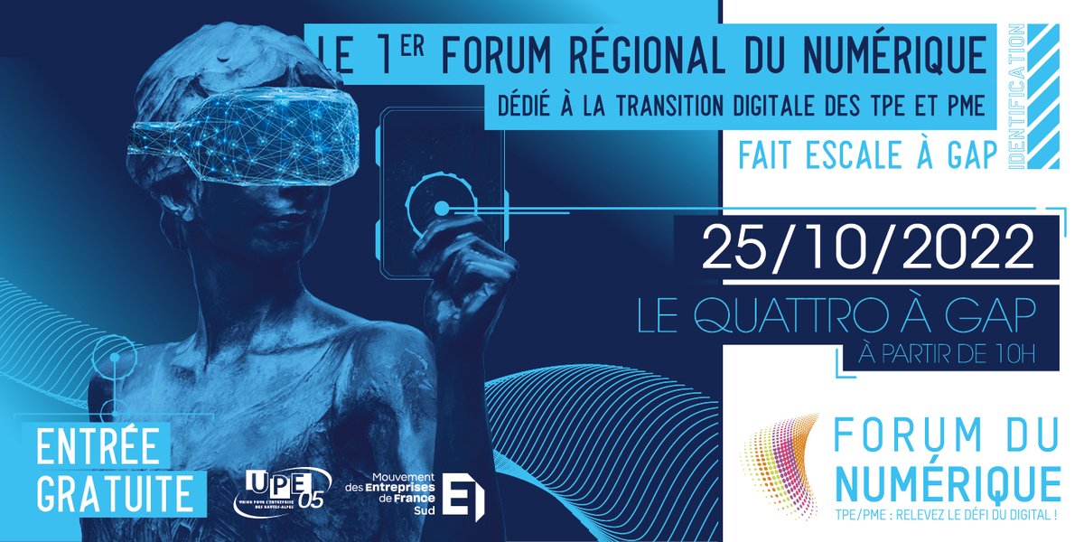 MEDEF_Sud's tweet photo. [SAVE THE DATE] ✨#FDNum J-20

1er RDV régional des TPE/PME autour du #numérique, le Forum du Numérique Sud revient le 25/10 prochain !

À retrouver :
🖐 400 visiteurs
📌+40 exposants
💡 20 ateliers
🔉 +30 intervenants
☕ Espace zen

Inscription visiteur👉 https://t.co/aY3e3xVtvR https://t.co/B5GygLxFrA