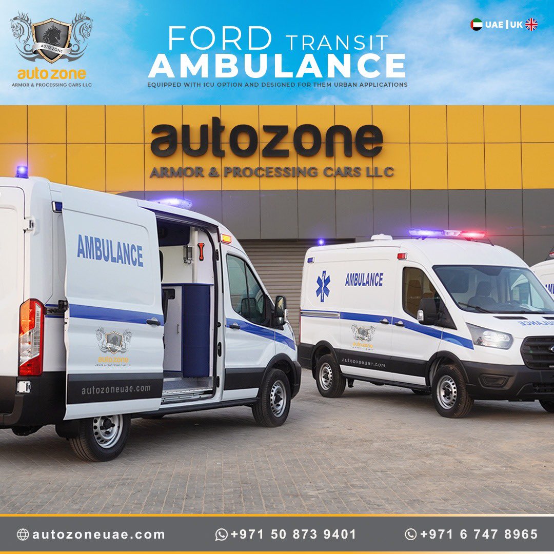 AutozoneuaeA's tweet photo. Ford transit ambulances are very comfort vehicle for the ambulances when it comes for uses in city roads. We have few units ford transit in stock to export. hurry to reserve your units https://t.co/fYG7stOBn2