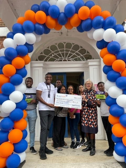 Had a lovely day yesterday meeting Peter Mukono at Kcare in Reading and receiving a cheque for over £600 raised for <a href="/MHRUKCharity/">Mental Health Research UK</a>