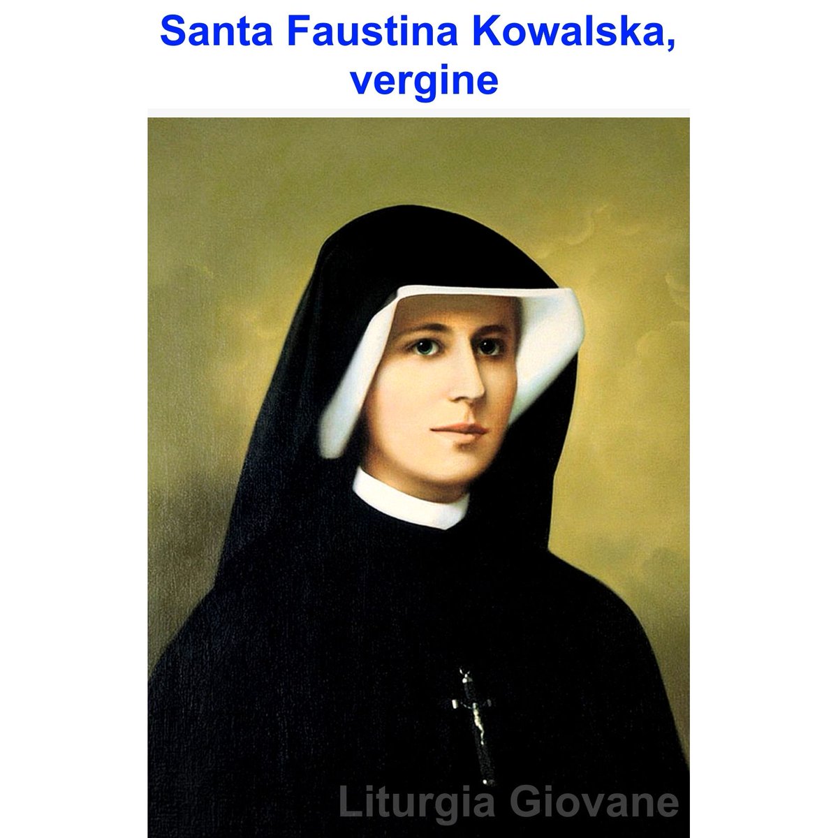 1way_jesus's tweet photo. Cristo Signore nostro bussò alla porta del cuore di santa Faustina Kowalska ed ella lo accolse felice come lo sposo a cui dedicare per sempre la sua fedeltà.
https://t.co/wejw7ohYiM
#ritoambrosiano #messale #liturgiadelleore #religionecattolica #chiesacattolica #santiebeati https://t.co/OpmD4IvbyP
