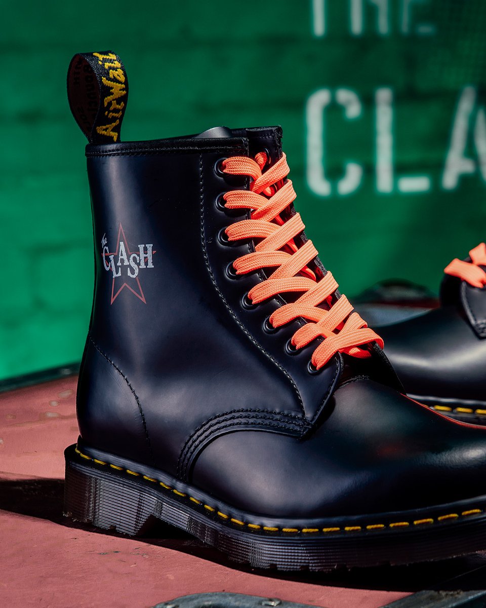 drmartens's tweet photo. DM's x THE CLASH | A band defined by their trailblazing creativity combined with our world-renowned durability. A symbol of defiance built for everyday comfort. Available 06.10: https://t.co/14RUbHWTkr https://t.co/07FqOWvLMs
