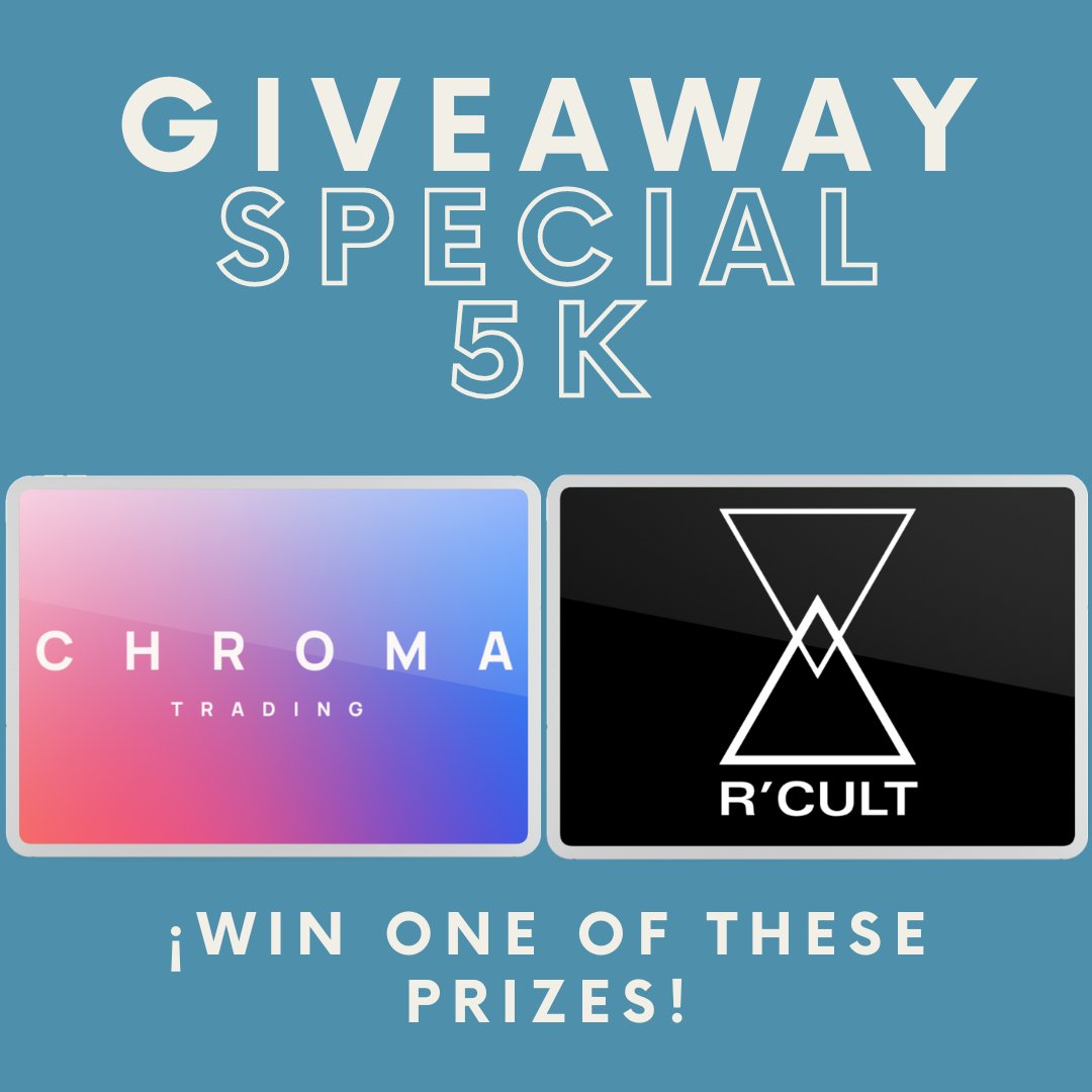 5K 🍾🔥🎁

Thanks so much to all for the support and love❤️For this i'll do a giveaway

1. One month membership in <a href="/Chroma_Trading/">Chroma</a> 
2. One month membership in @RCult_ 

To enter:

🔄Rt this post
☑️Follow <a href="/alejito_eth/">Alejito.eth</a> , <a href="/Chroma_Trading/">Chroma</a> &amp; @RCult_ 

Winners announced 12nd of October