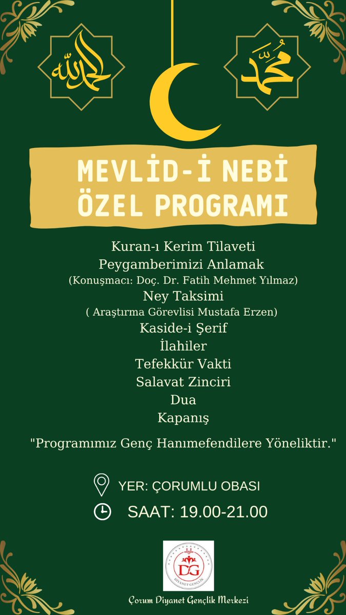 Mevlid-i Nebi Özel Programımıza davetlisiniz.
#MevlidiNebiHaftası 
#MevlidiNebi