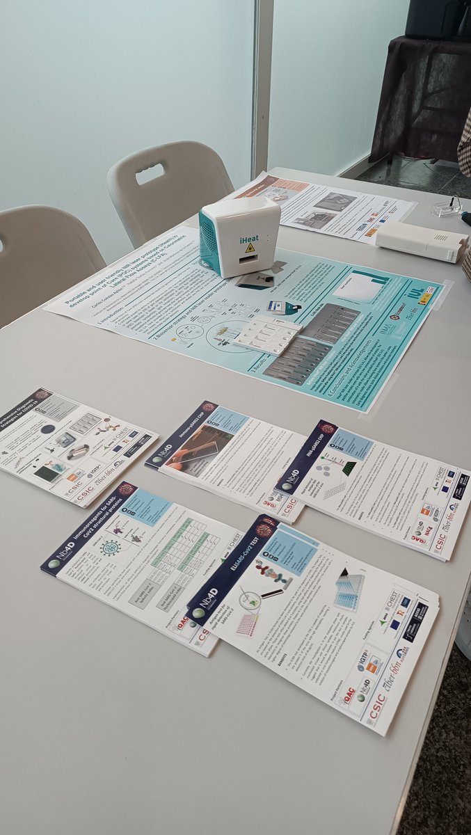 Nb4Diagnostics's tweet photo. Taking advantage of II Jornadas Científicas of @SaludglobalCSIC to present the technologies developed in the #POC4CoV project 🩺🧬💉📟
@mpilarmarco1 @cesarfe114 @jesusma20810198 @NoPlanNoProject Ramon Eritja @IQAC_CSIC @GTQimb_cnm @CIBERBBN @Nanbiosis #antibodies #ivd #POCdevices https://t.co/k7BWS6vuiy