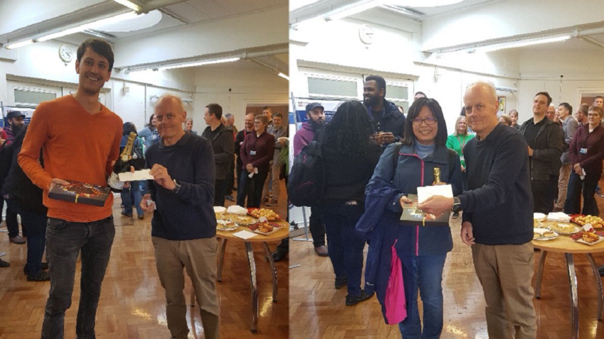 CamVetSchool's tweet photo. Congratulations to Research Afternoon Presentation winners Julie Lin (Best poster) and Aaron Weimann (best Blitz talk).  Well done to them both for their excellent presentations! @CamVetSchool https://t.co/w567rcnYC6