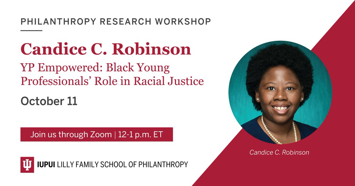 Why do Black young professionals use their time, talents, and energy to support the National Urban League (NUL)? Join us Tuesday Oct 11 at noon for the next <a href="/IUPhilanthropy/">IU Philanthropy</a>'s Research Workshop with <a href="/SocScholarCR/">Dr. Candice C. Robinson</a> to learn more. philanthropy.iupui.edu/news-events/ph…