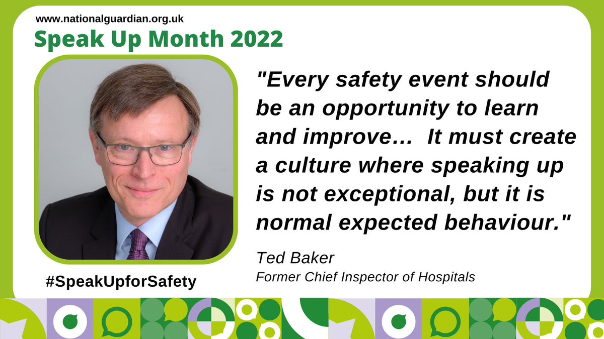 Ted Baker, former Chief Inspector of Hospitals and the government’s preferred candidate for chair of @hsib_org shares why it's vital to #SpeakUpForSafety to manage and mitigate risks to patients and learn and improve.

nationalguardian.org.uk/2022/10/05/ted…

#FTSUForEveryone