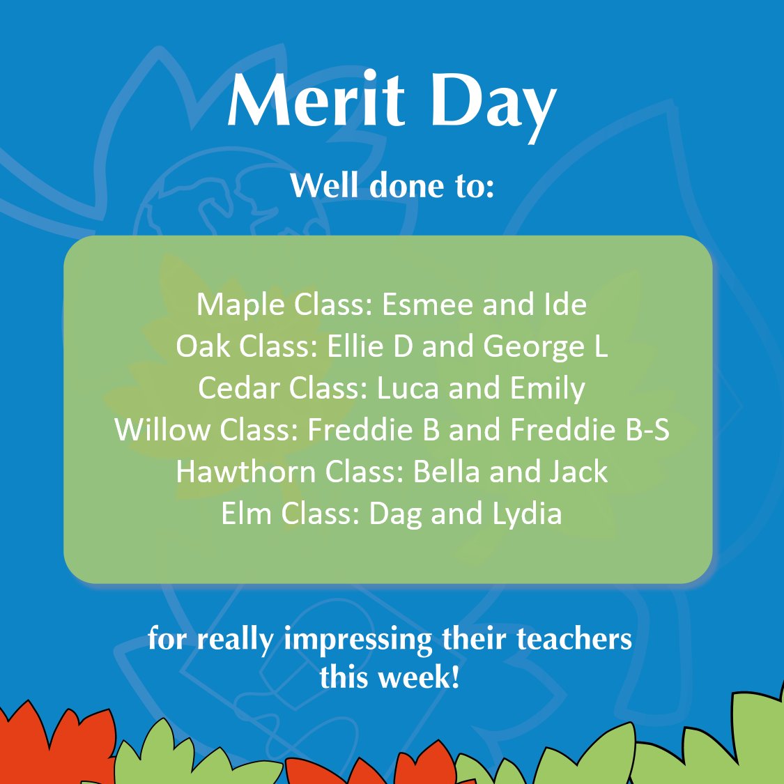 DeanwoodTHAT's tweet photo. Tuesday is Merit Day at Deanwood.  These children received a green good behaviour certificate: 
Maple - Sienna
Oak -  Amelia-Rose
Cedar - Alfie F
Willow - Jessica
Hawthorn - Jaime
Elm - Aidan https://t.co/lCZUXzzm4t