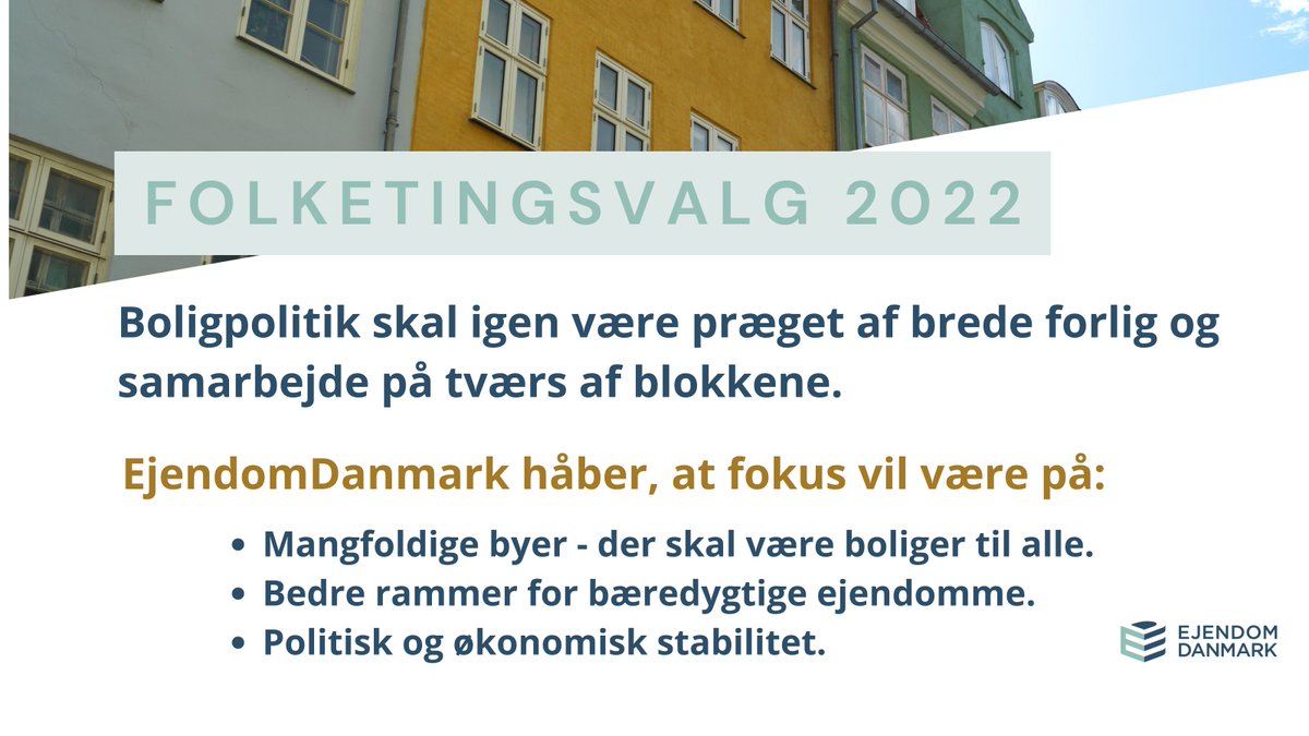 EjendomDK's tweet photo. Valget er udskrevet. Bæredygtige ejendomme, mangfoldige byer og økonomisk stabilitet håber vi bliver emner i valgkampen. Efter valgkampen ønsker vi samarbejde på tværs og brede forlig. God valgkamp.#dkpol
https://t.co/ETfC1Oj8lV https://t.co/RRIUYTGYmP