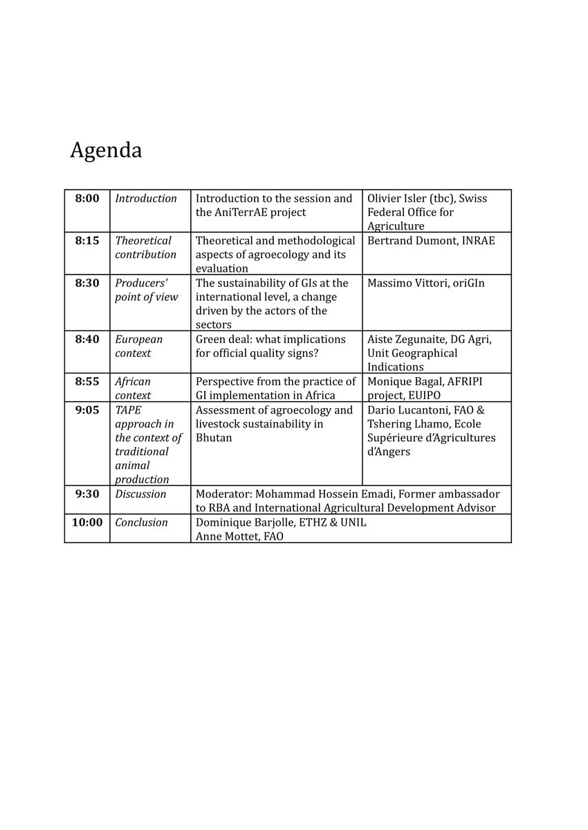 #ODTForum2022
✅ Special Session – Oct, Friday 21 - 8am to 10am
📍 Hôtel Cristal (English only) in Saignelégier (Switzerland)
🖥️ Online @ ethz.zoom.us/j/65650976860
✅  Theme : Contribution of differentiation approaches in animal production to sustainable and resilient
food systems