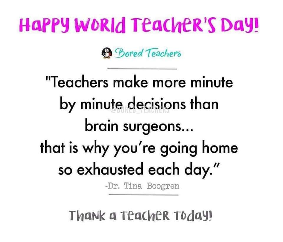 mathnerd2005's tweet photo. It's OUR day! Happy World Teacher's Day to all of my teacher friends! https://t.co/dMiewJMFm9