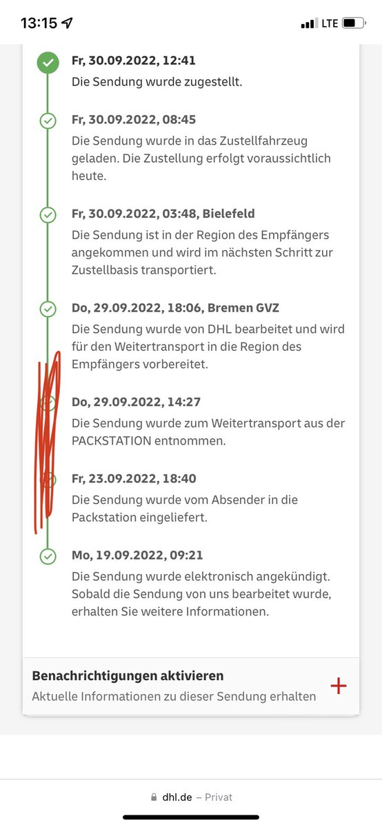 Hallo <a href="/DHLPaket/">DHL Paket</a> warum lag das von mir verschickte Paket eine Woche in der Packstation??