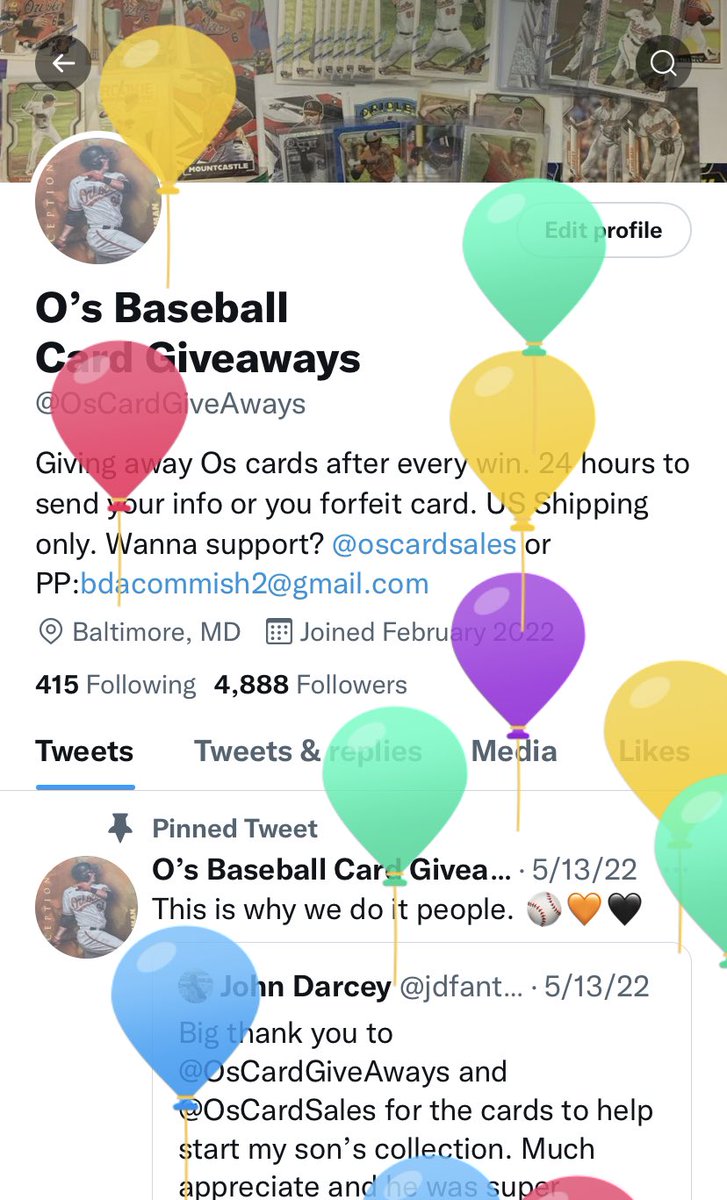 OsCardGiveAways's tweet photo. How does a card giveaway account celebrate his birthday? By giving out cards of course. 1 every hour beginning at 8am EST. No need to like retweet or follow. I’m just selecting a follower at random every hour. #Birdland https://t.co/bHE8fl5YSK
