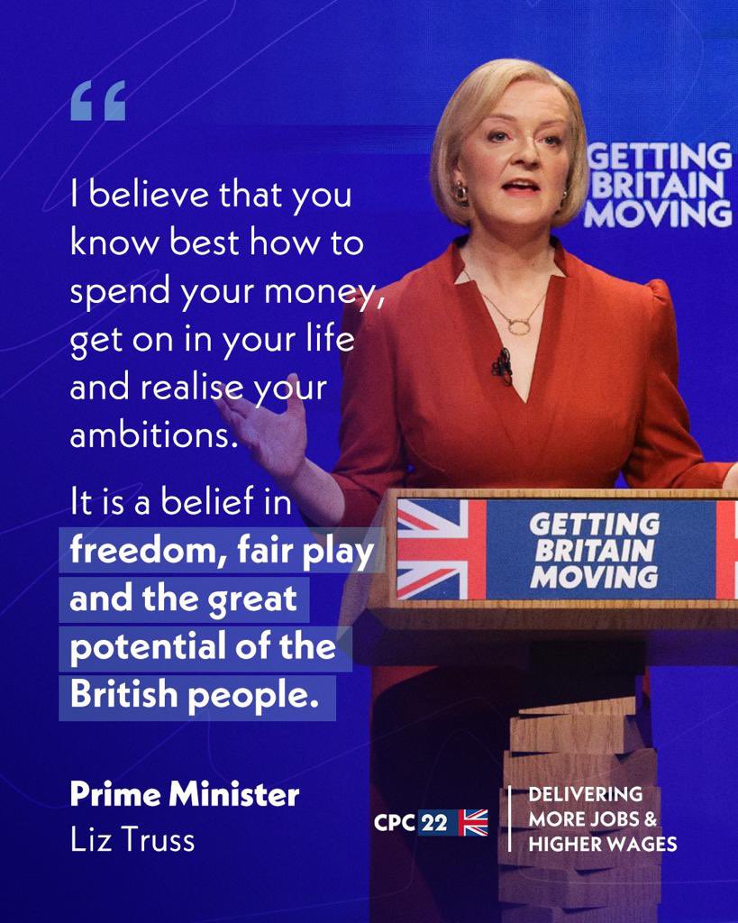 paulbristow79's tweet photo. A really strong speech from @trussliz. My favourite part was about the “real heroes”. Those who go out to work, take responsibility and aspire to a better life for themselves and their family. 

The PM is right. We are on their side.

#GettingBritainMoving #CPC22 https://t.co/xOZi0Xr44v