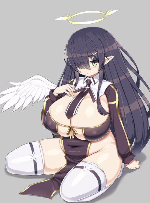 創作、むちむちメカクレ天使ちゃん 