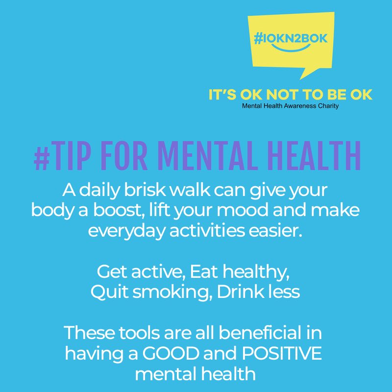 ITSOKNOTTOBEO19's tweet photo. There are little things we can all do to help look after our mental health. Having good mental health helps us relax more, achieve more and enjoy our lives more. #walk #nutrition #positiveaddiction @Glenn_McCrory @DarrenDOfficial @trevor8sinclair @LeonMckenzie1 https://t.co/34yUc4ZjC8