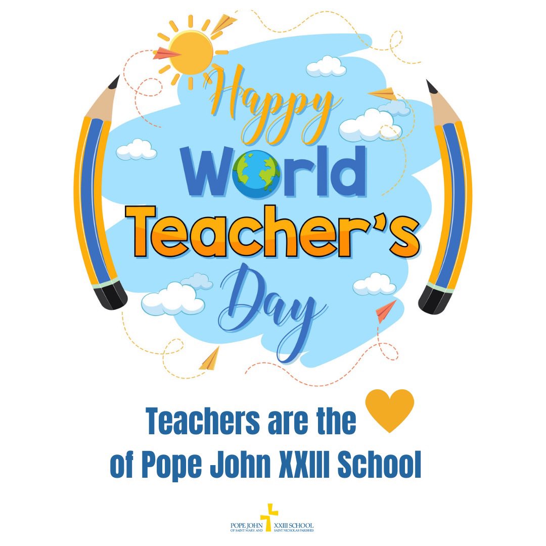 PJ23School's tweet photo. It’s World Teacher’s Day…a day to to recognize the contribution teachers make day in, day out in the growth of the future generation. Thank you for being the heart of PJ23! 
#chicathschools #ThePJ23Difference #dreamteam #ChicagoCatholic #archchicago #HeartOfTheSchool https://t.co/izIEiy1AL0