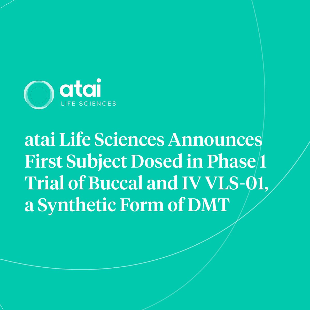 We are thrilled to announce the first subject dosed in our Phase 1 trial for buccal and IV VLS-01, a form of #DMT for the relief of treatment-resistant depression #TRD.  

Topline results expected in H1 2023. 

ir.atai.life/news-releases/…
