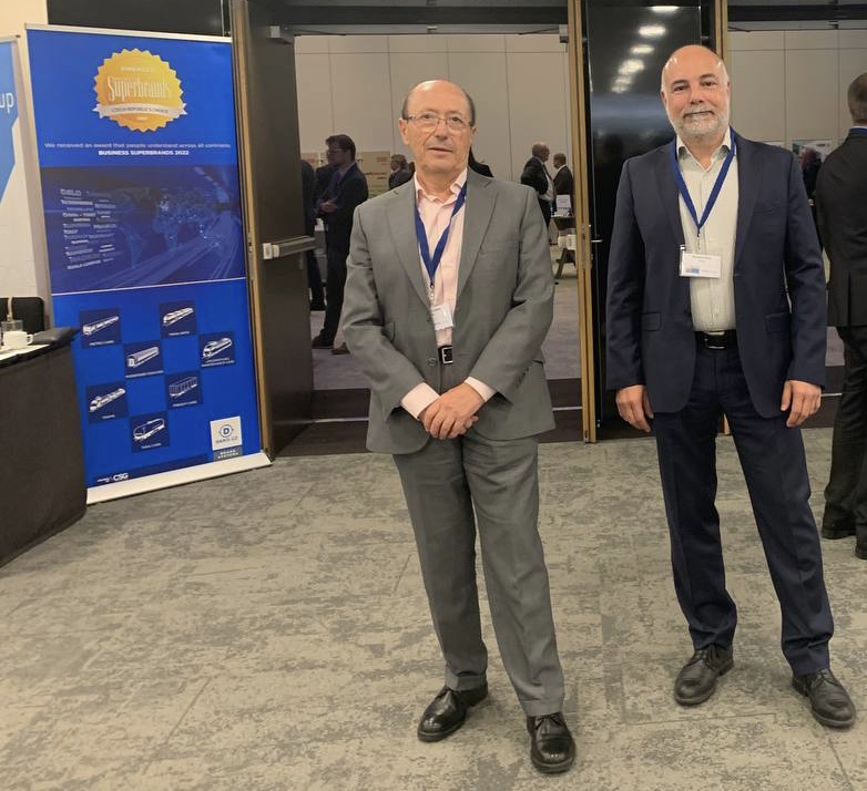 HITRail's tweet photo. Hit Rail is at #IRFC2022 in Prague, with Antonio Lopez (general manager) and Enrique Ruiz (technical director) attending. We're looking forward to learning more and contributing to the conference topics, which include railway interoperability and standardization https://t.co/b00JNc59Ao