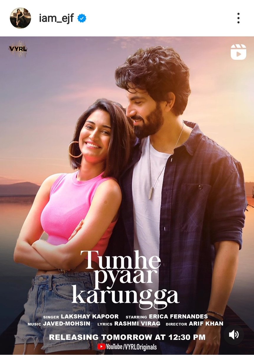 Another beautiful poster of #TumhePyaarKarungga. I am loving this duo. Waiting for the song.🥰❤️
#EricaFernandes <a href="/IamEJF/">Erica J Fernandes</a> #LakshayKapoor @poojagujral <a href="/VYRLOriginals/">VYRL Originals</a>