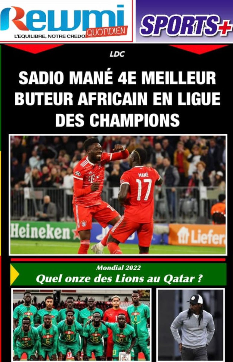 MadembAS's tweet photo. #sadiomane est pour la presse sportive ce que Me Wade était pour la presse privée dans les années 80: la tête qu'il fallait avoir à la Une pour faire vendre dans les kiosques au coin de la rue, car les RS était inexistants ! Quand #Liberpool voit ça...😂 #Senegal #kebetu #Bayern https://t.co/sfixNOglif