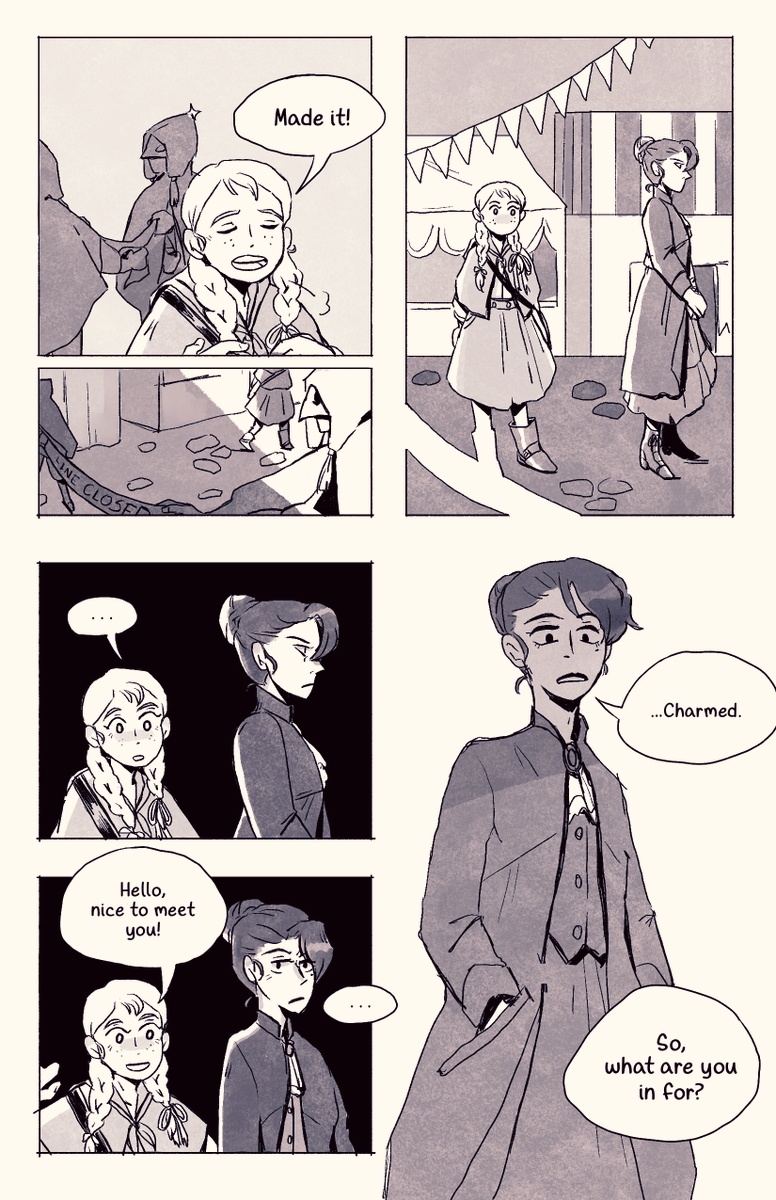 How To Break A Curse- a 24 pg comic for the 2022 Shortbox Comic Fair:
A young woman cursed to have all relationships end in heartbreak strikes up a conversation with a young woman cursed to have no relationship end in heartbreak.
I'll be uploading a few preview pages for it! 