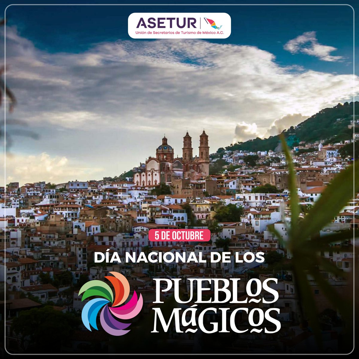 Desde 2020, cada 5 de octubre se celebra el Día Nacional de los #PueblosMágicos. Desde la #ASETUR nos sumamos al llamado para seguir construyendo en unidad a favor del  desarrollo de las 132 comunidades distinguidas con este nombramiento y preservar su legado histórico.