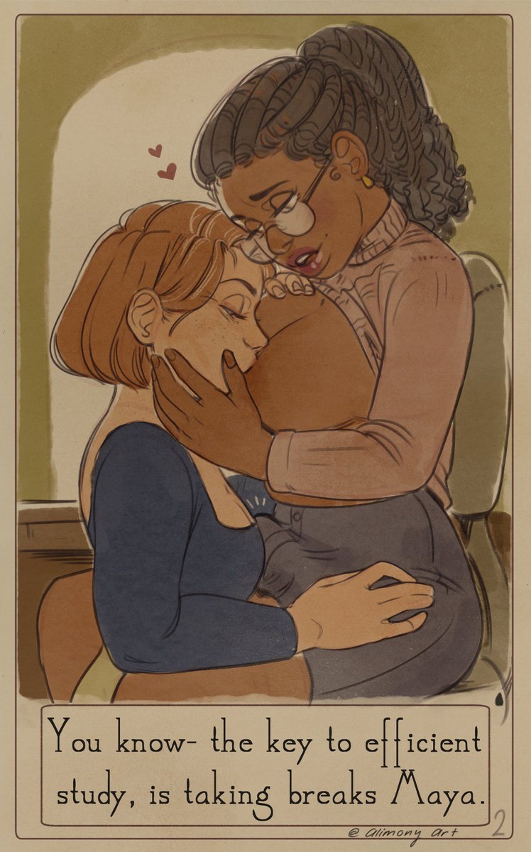 AlimonyArt's tweet photo. Here are all 4 parts of my milfy mini comic, Bookworm!
What's next? This month, I'm trying out a nsfw CYOA campaign featuring Maya for my $3 tier! https://t.co/wDhXaj871V