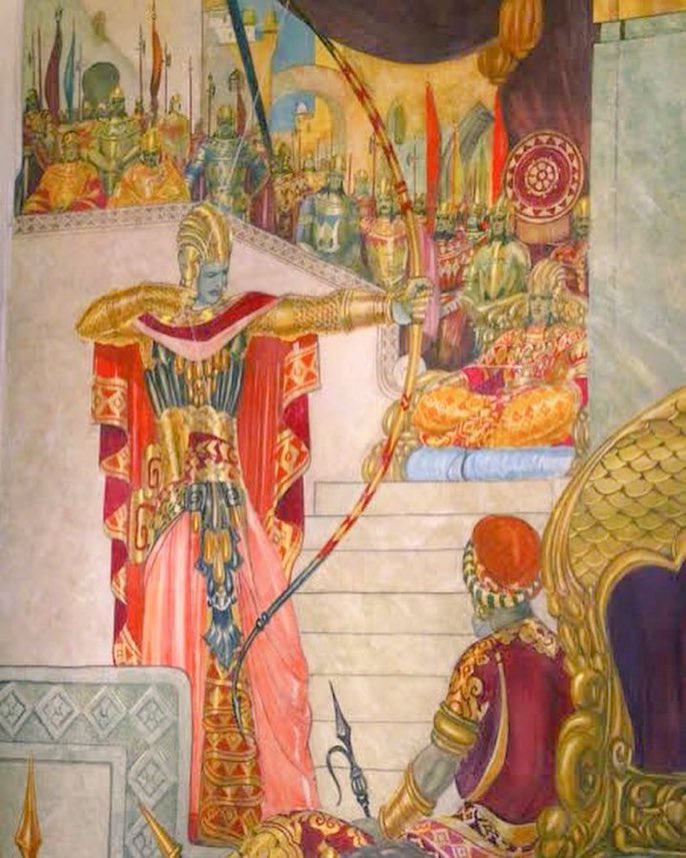 Prabhu Ram Breaking Dhanush During Swayamvar This Painting Was Made by Polish Artist Stefan Norblin In 1940s at Umaid Bhavan Palace उठहु राम भंजहु भव चापा मेटहु तात जनक परितापा ll #Dussehra #VijayaDashmi