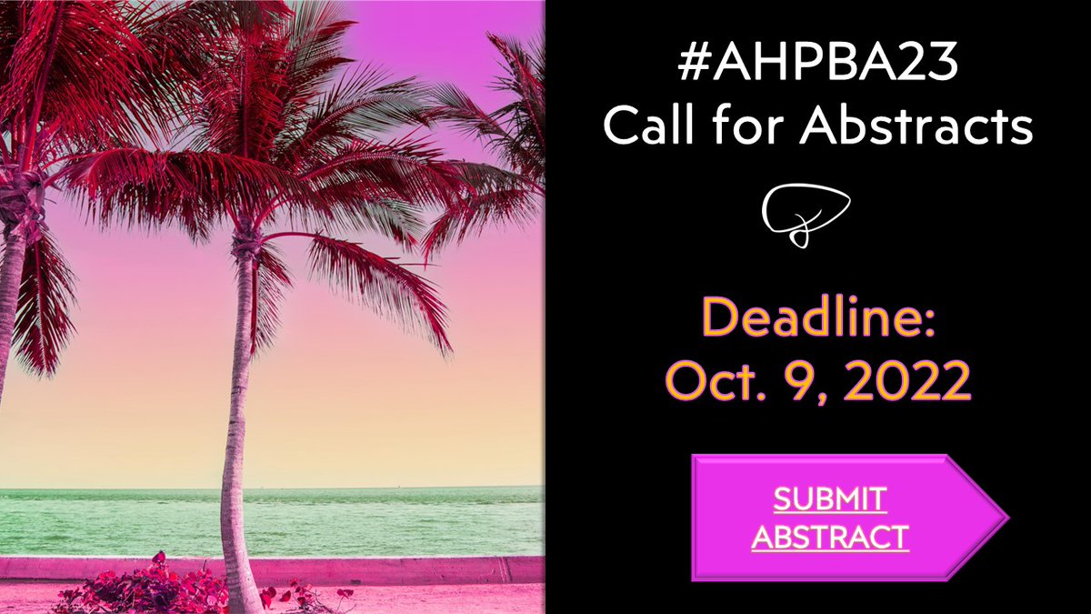 #AHPBA23 Upcoming Abstract Submission Deadline! Be sure to submit your original research by the end of the weekend and make plans to join us @loewsmiami next March! @TaraSotskyKent @Majeldoyle @Seanpcleary @megimenez @JeyarajahRohan web.cvent.com/event/4c28b9ed…