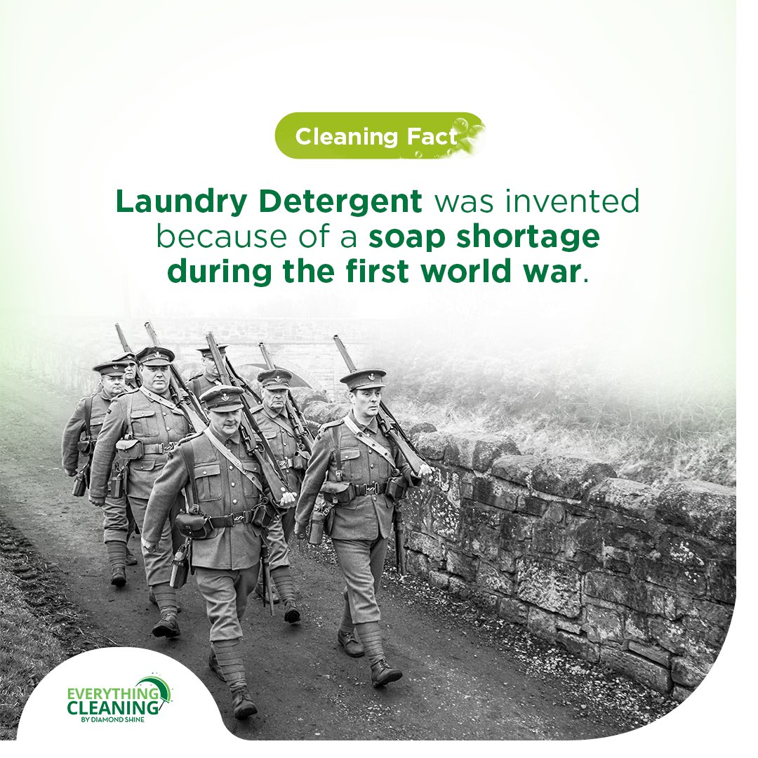 EcleaningNG's tweet photo. During World War I, there was a shortage of animal and vegetable fats and oils used in making soap.
Chemists had to synthesize other raw materials into what are known today as “detergents”
#EverythingCleaning #CleaningProducts #CleaningExperts #Abuja #CleaningCompany https://t.co/SIue4OlfPM