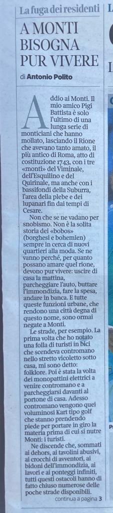 monti_rione's tweet photo. Grazie @antoniopolito1 e @arcimax per i vostri articoli che segnalano l’insostenibile #degrado del #RioneMonti a causa del turismo mordi e fuggi e della mancanza di pianificazione da parte delle istituzioni a tutela del patrimonio artistico e della #vivibilità dei residenti. https://t.co/0cryQMnh0O