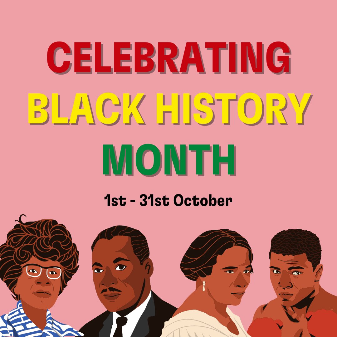 October is Black History Month! ❤️💛💚 The annual celebration of Black History Month is designed to celebrate and commemorate black communities' history, culture and achievements. #BlackHistoryMonth