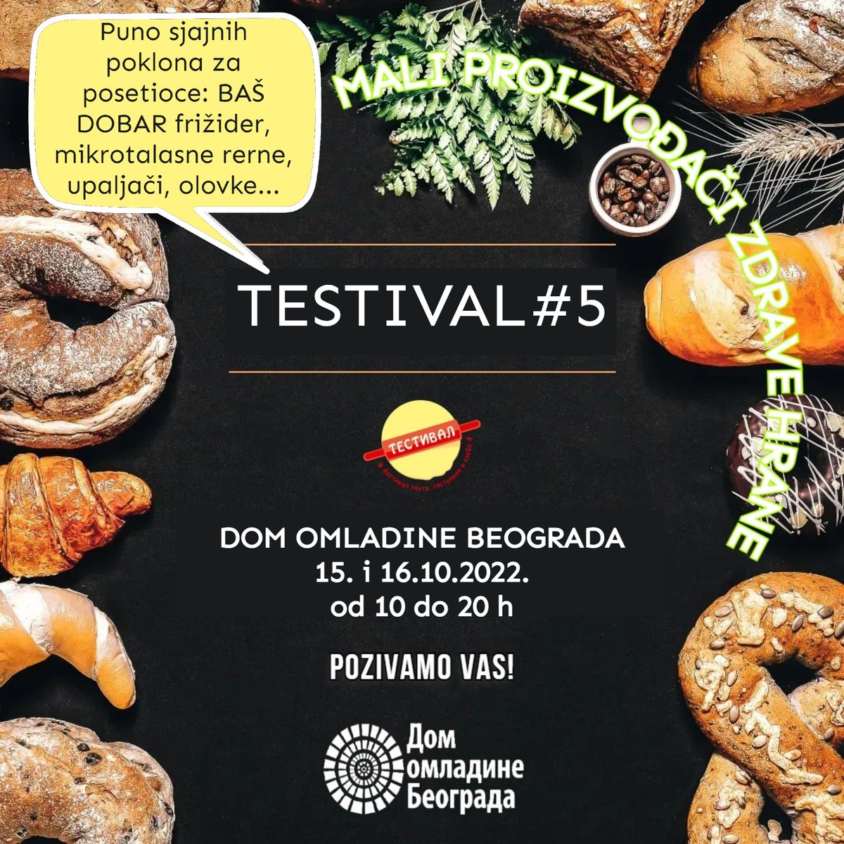 Beograd202's tweet photo. Ove godine u centru pažnje festivala #Testival je burek, ali će velika pažnja biti posvećena i modernim trendovima, poput organske proizvodnje i zdrave ishrane.
U goste nam dolazi osnivač festivala Miodrag Ilić.
🔊 #ObratiPažnju od 13
▶️ https://t.co/qAxft7qrB6
@DomOmladineBG https://t.co/ibEtRzTqa8