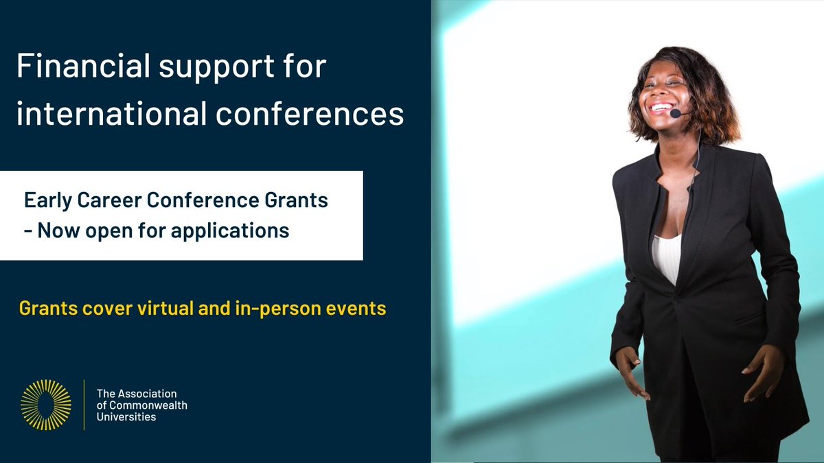 The_ACU's tweet photo. Next round of our Early Career Conference Grants opened yday. If you're an emerging researcher - get support with attending global conferences. Expand your knowledge, network and #research reach!

Closing date: 28 Nov, 23:59 UTC ⏰
https://t.co/oNT3GW6dQR #grants #grantfunding https://t.co/TLG72IxNQt