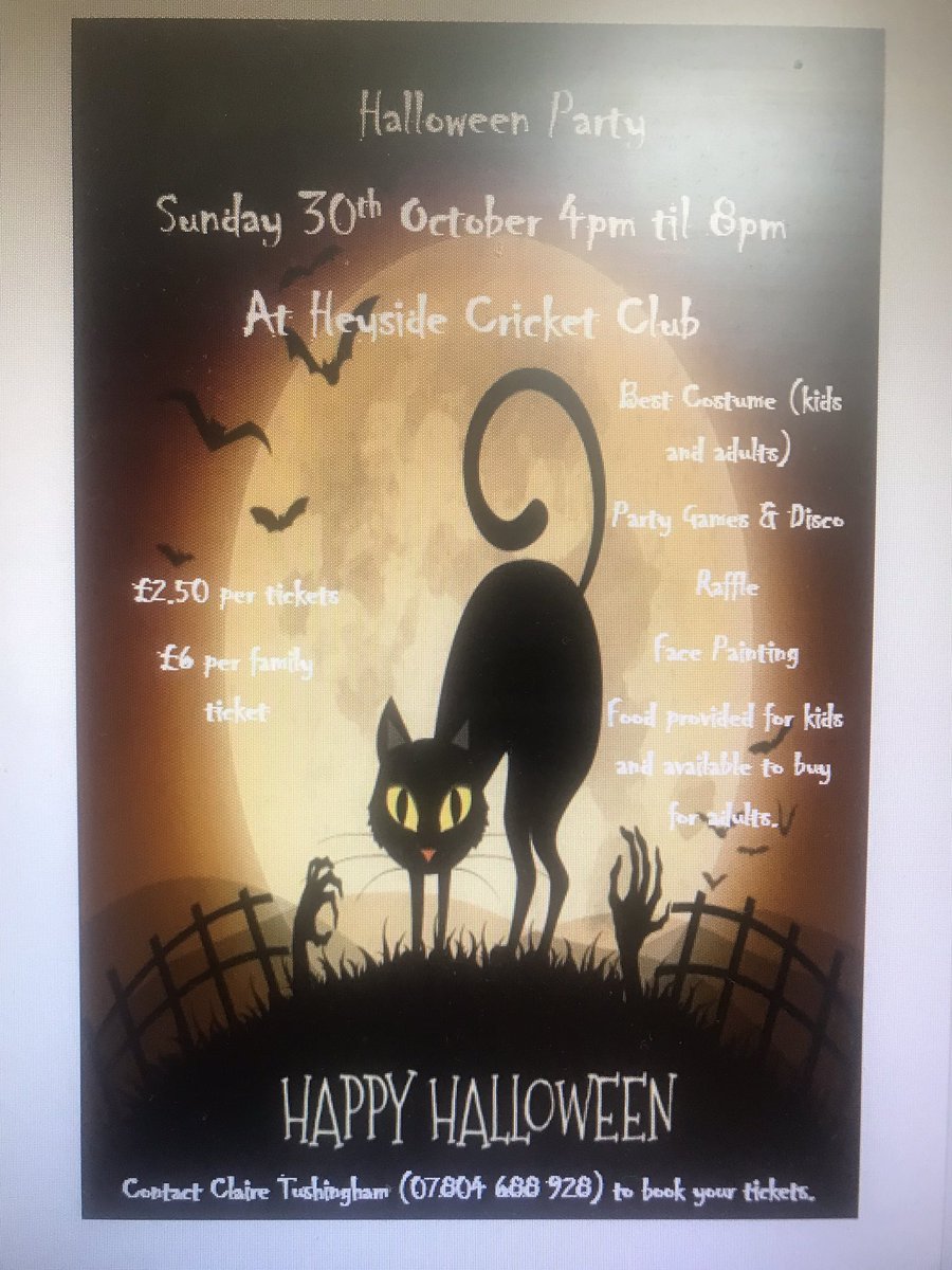 Calling all scary kids, come and join us at our Halloween Party <a href="/HeysideCC/">Heyside Cricket</a> 👻👻👻