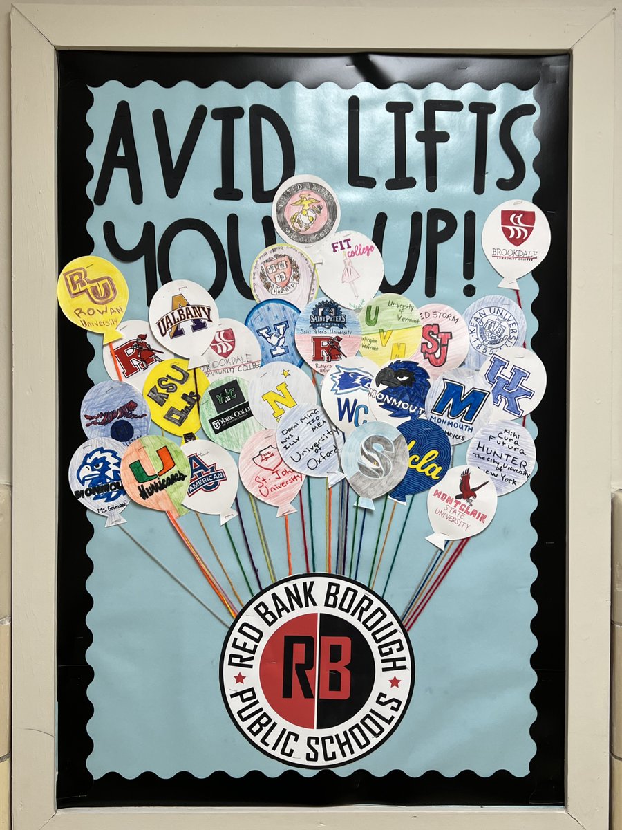 Cheryl Cuddihy (@cherylcuddihy) on Twitter photo "AVID lifts you up!" Thx to <a href="/RBMSmeyers/">Ms. Meyers</a> & Ms. Sherman for updating our main school hallway w/a new #AVID welcome. We are so glad to have <a href="/rbmsROCKETS/">Red Bank Middle</a> Ts who model the #BestSelf mindset for our students each & every day. Look at those amazing alma maters! #RBBisBIA #ThisIsAVID "AVID lifts you up!" Thx to <a href="/RBMSmeyers/">Ms. Meyers</a> & Ms. Sherman for updating our main school hallway w/a new #AVID welcome. We are so glad to have <a href="/rbmsROCKETS/">Red Bank Middle</a> Ts who model the #BestSelf mindset for our students each & every day. Look at those amazing alma maters! #RBBisBIA #ThisIsAVID