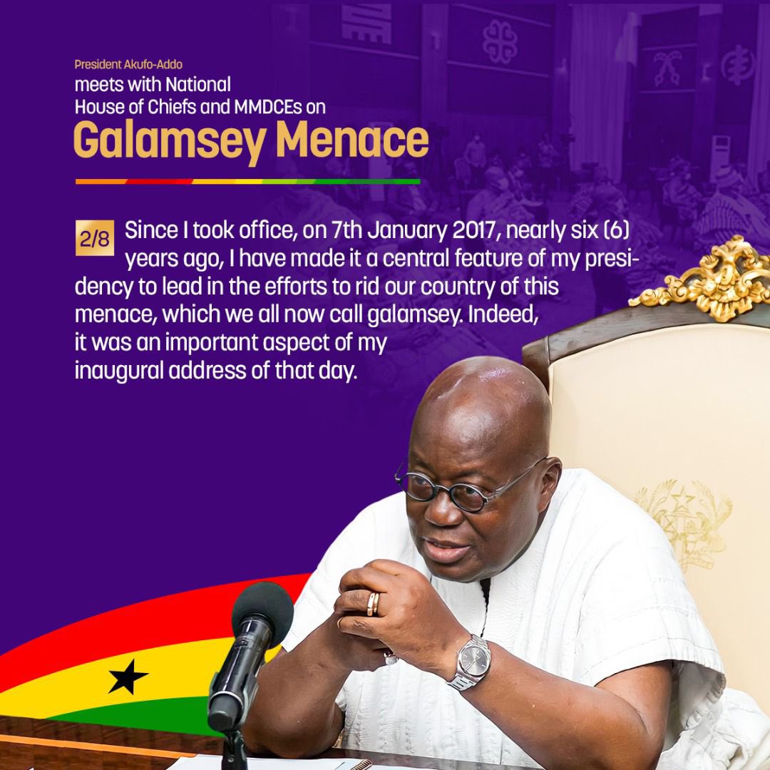 NAkufoAddo's tweet image. Excerpts of my remarks to the National House of Chiefs and MMDCEs. 1/2 #FightAgainstGalamseyMenace 
#StopGalamseyNow