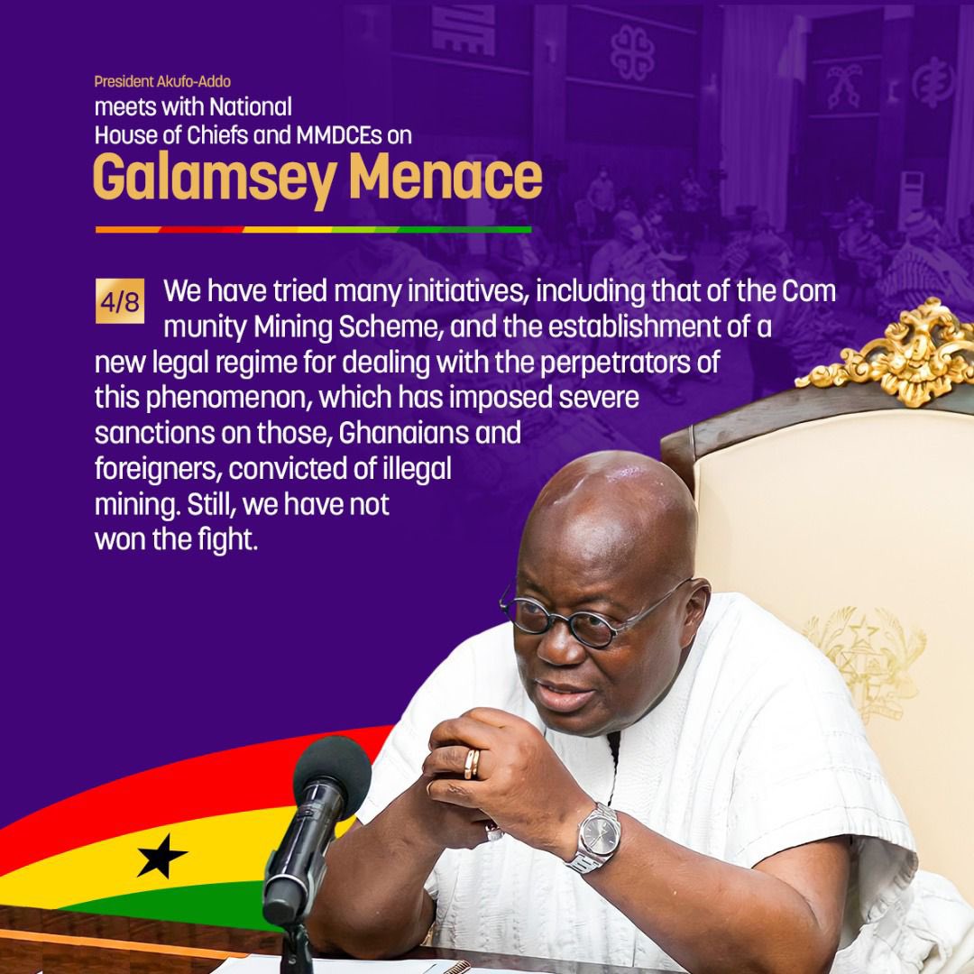NAkufoAddo's tweet image. Excerpts of my remarks to the National House of Chiefs and MMDCEs. 1/2 #FightAgainstGalamseyMenace 
#StopGalamseyNow