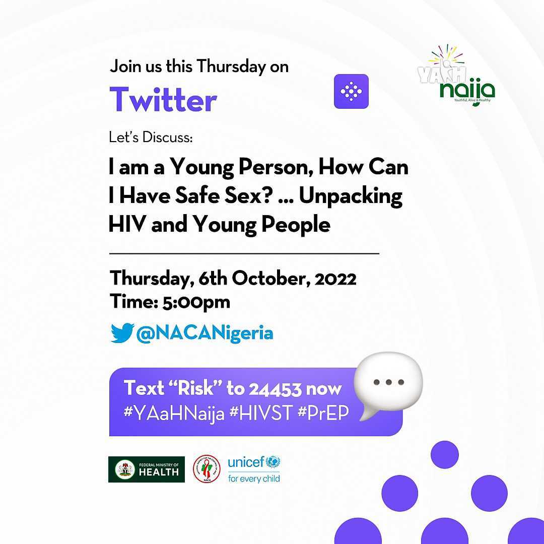 NACANigeria's tweet photo. Join us on this street tomorrow, Thursday by 5pm to learn and talk about safe sex with @agnesdogara and @creamydr
#YAaHNaija #HIVST https://t.co/BFYQjJu9hs