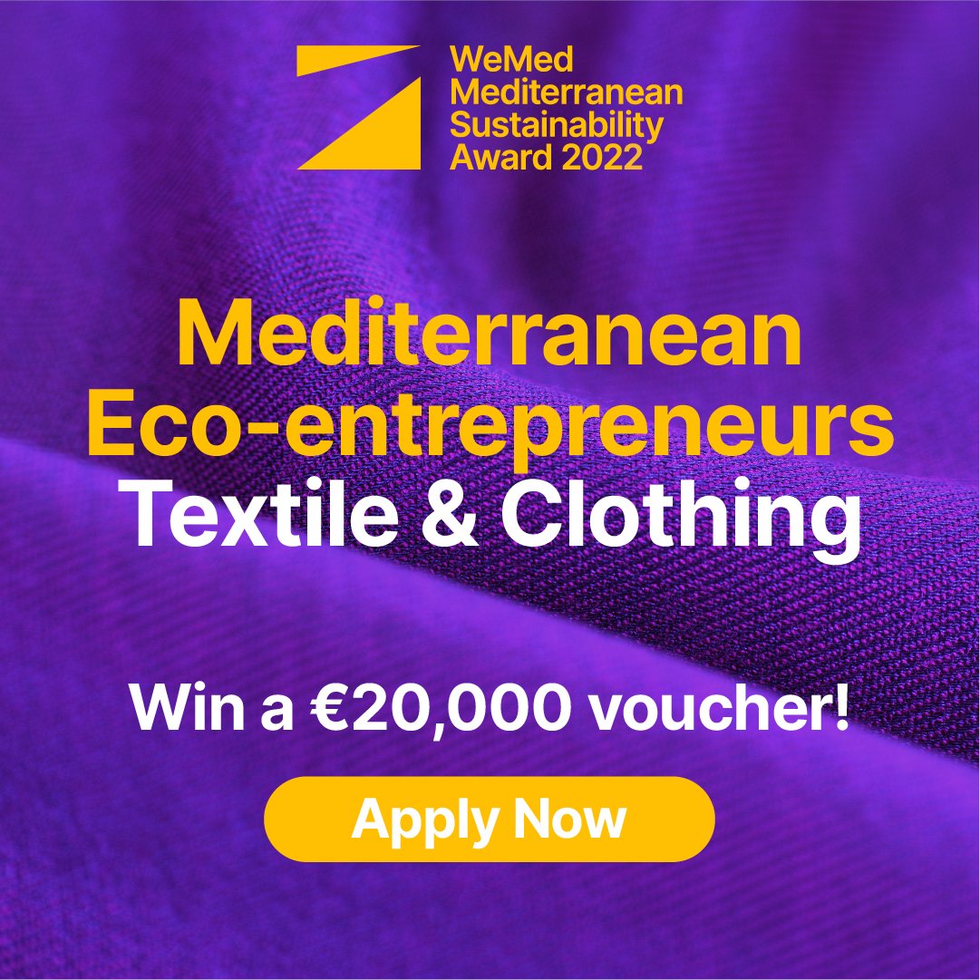 🧶 Are you a #fashion entrepreneur in the Mediterranean area? Apply now to the #WeMedAward! 🏆🥇Win a 20.000€/10.000€ voucher to improve your business in the #textile and #clothing sector🧵

wemedaward.org #GOMED