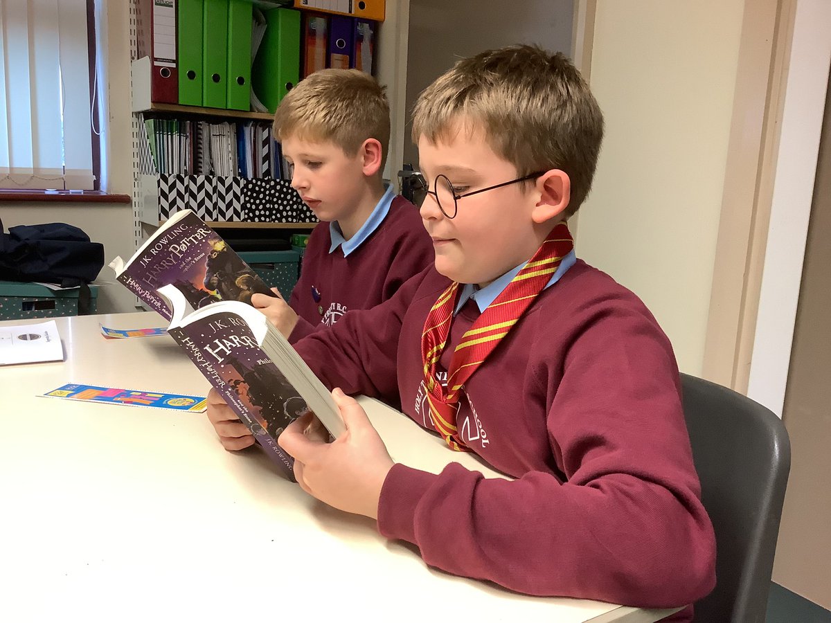 Holytrinityrc's tweet photo. Class 4 are currently reading Harry Potter and the Philosopher’s Stone. When they read aloud to the class, they get to wear Harry’s glasses and his Gryffindor tie! 🤩 #harrypotter #classread @jk_rowling https://t.co/c2mMZGajyB