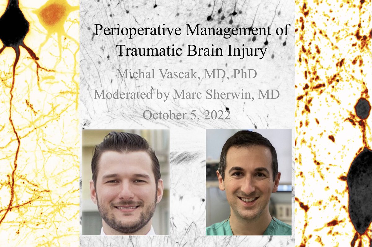 GRAND ROUNDS: Thanks to Dr. Michal Vascak, CA3, for his thought-provoking presentation on anesthetic management for patients with traumatic brain injury 🧠. Moderated by Dr. Marc Sherwin.