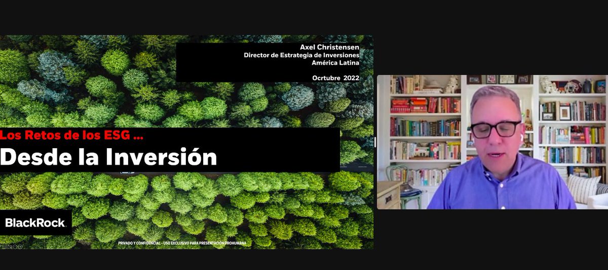 Comenzamos! 📍Encuentros Formativos PROhumana: Los retos de los #ESG desde la inversión. 
Junto a <a href="/axelchri/">Axel Christensen</a> de <a href="/BlackRock/">BlackRock</a>