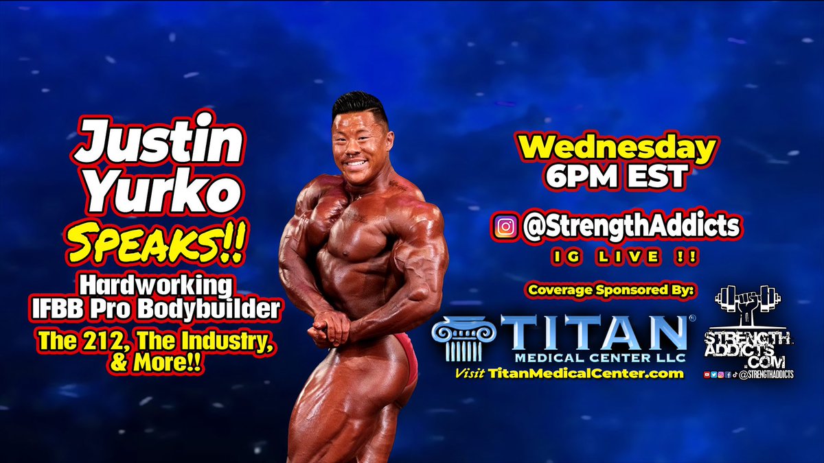 📢Tonight!!
👊Wednesday 6PM EST
💪 Justin Yurko In The House!!
⚡️STRENGTHADDICTS IG LIVE!!